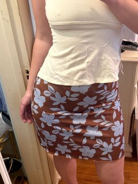 NWT Princess Polly Floral Blue & Brown Minu Skirt